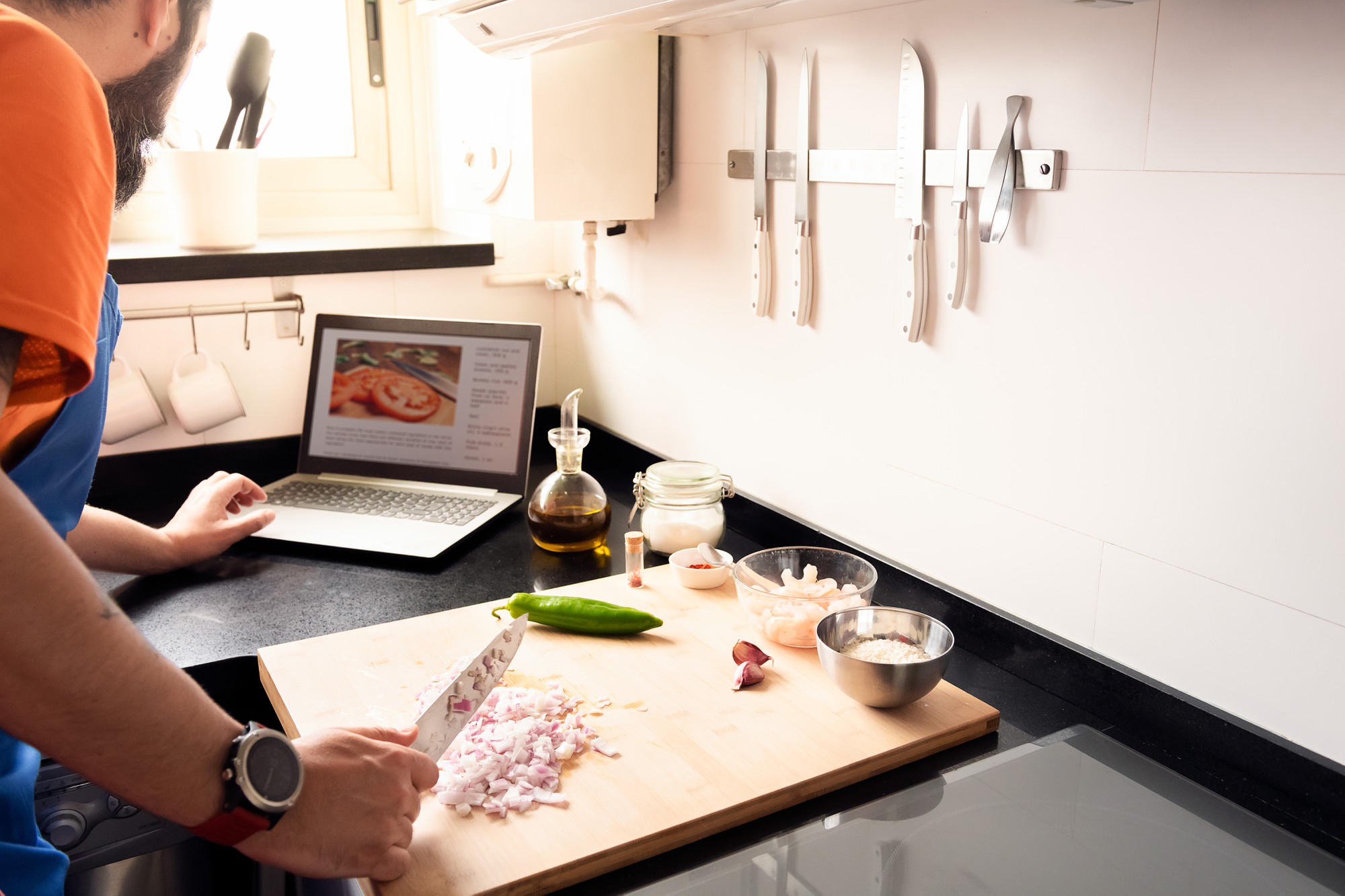 Ingresso studio cucina didattica con banco attrezzato